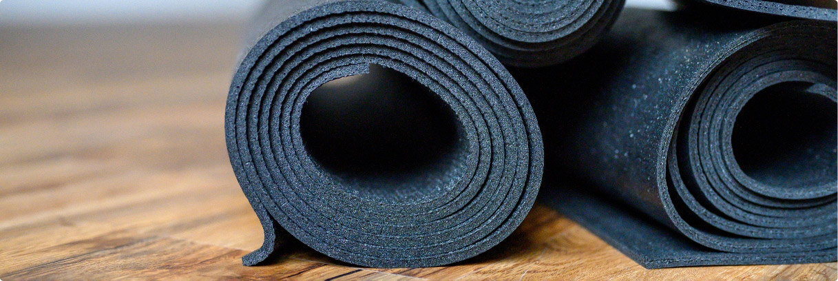 Rubber flooring rolls on hardwood